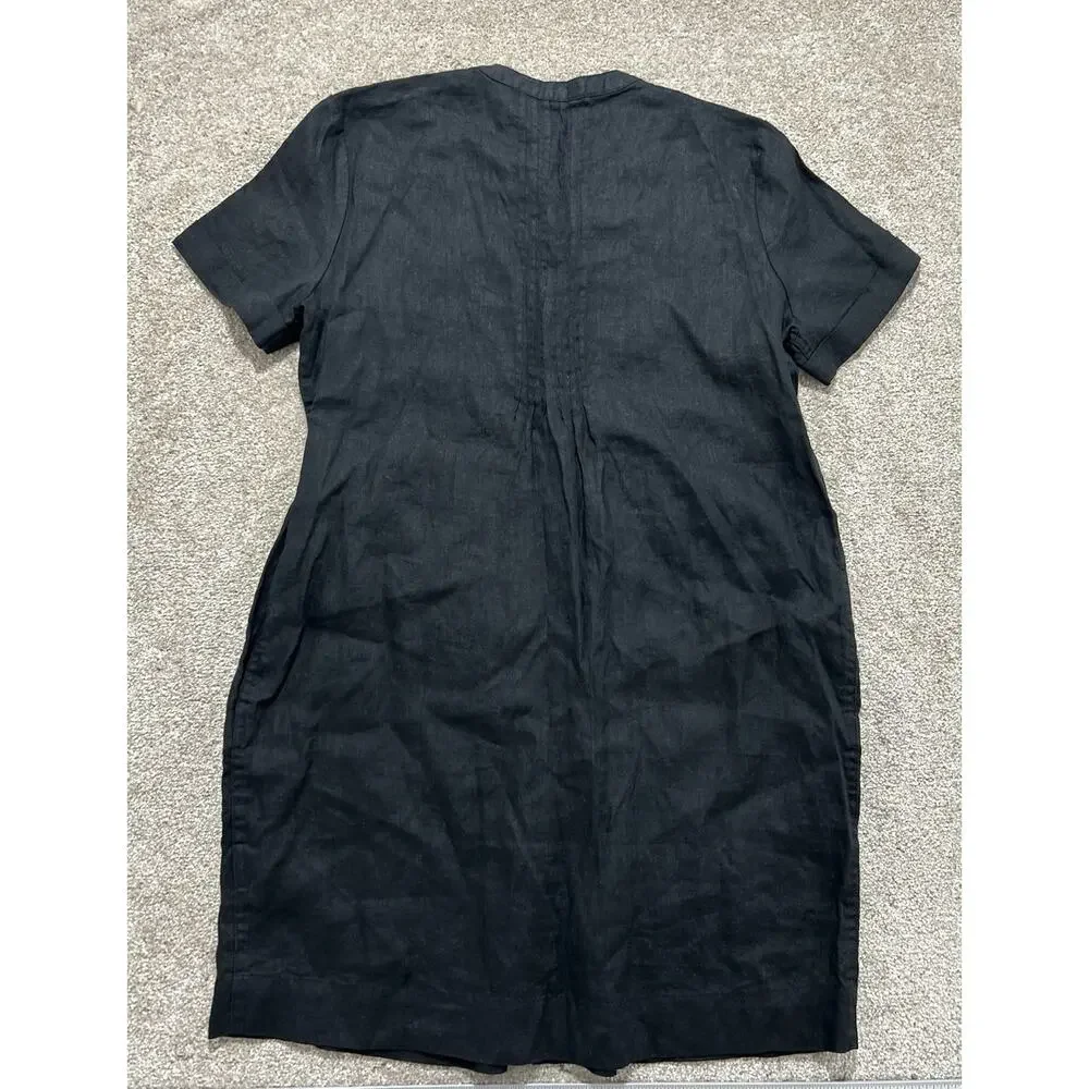 NEW Quince Women’s M 100% European Linen Short Sleeve Swing Dress Black - Picture 8 of 8